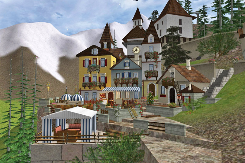 Город в горах в виртуальном мире Sims 2 AW